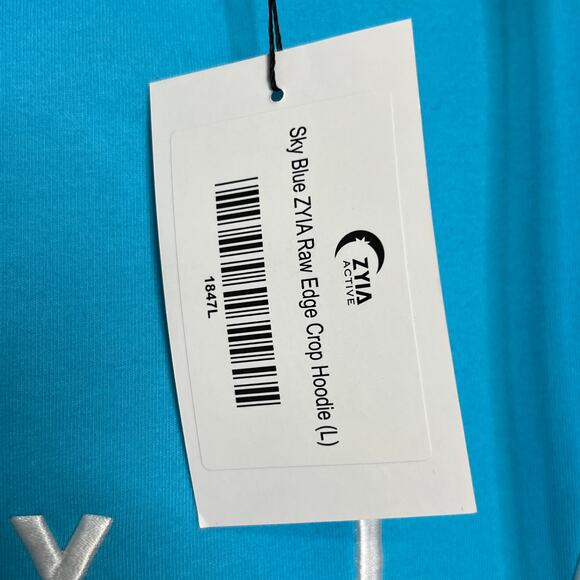 Zyia Cropped Hoodie Sweatshirt Blue Size Large - Picture 5 of 8